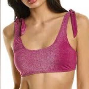 BCBGeneration Women’s M Pink Bikini Bra Tie Top Berry Stardust sparkle glitter